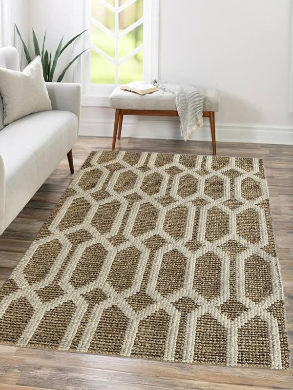 Carpetmantra Beige Jute Carpet 4.0ft X 6.0ft
