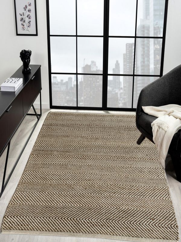 Carpetmantra Beige Jute Carpet 4.6ft X 6.6ft