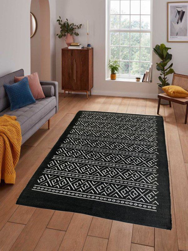 Carpetmantra Black Modern Jute Carpet 5.7ft X 7.10ft