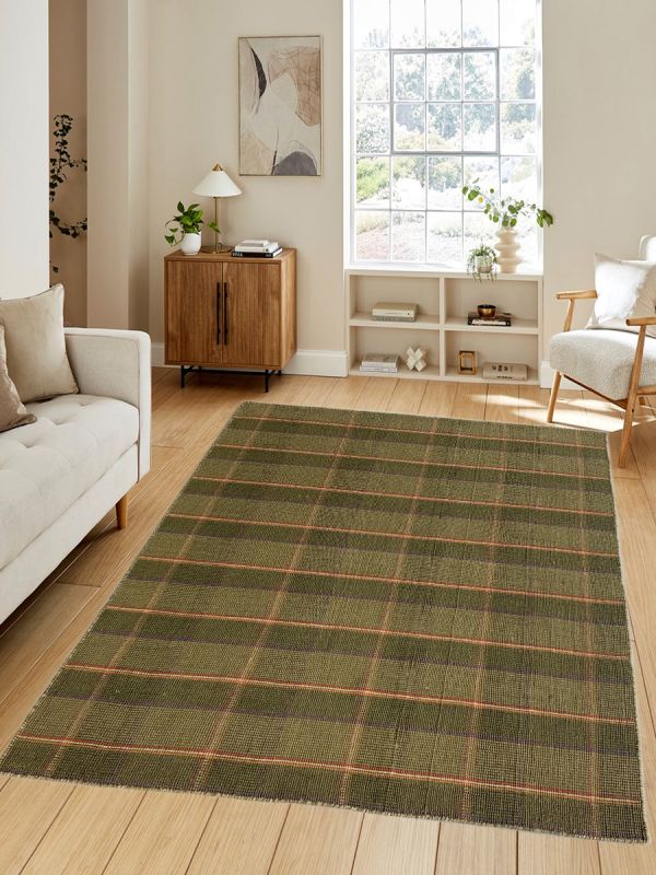 Carpetmantra Green Jute Carpet 4.6ft X 6.6ft