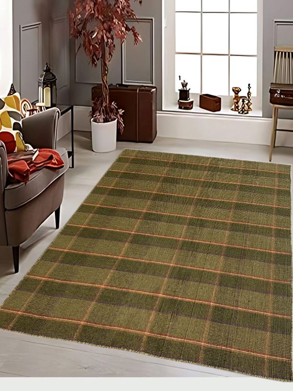Carpetmantra Green Jute Carpet 4.6ft X 6.6ft