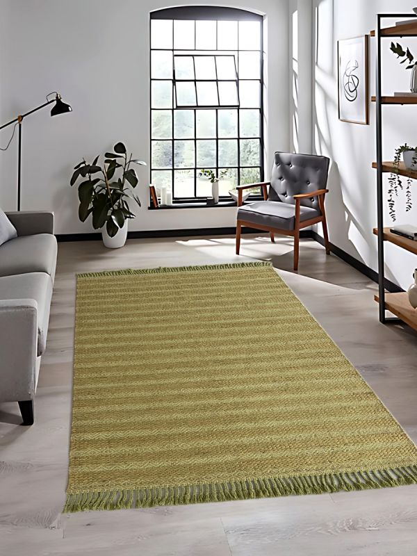 Carpetmantra Green Jute Carpet 5.0ft X 7.5ft