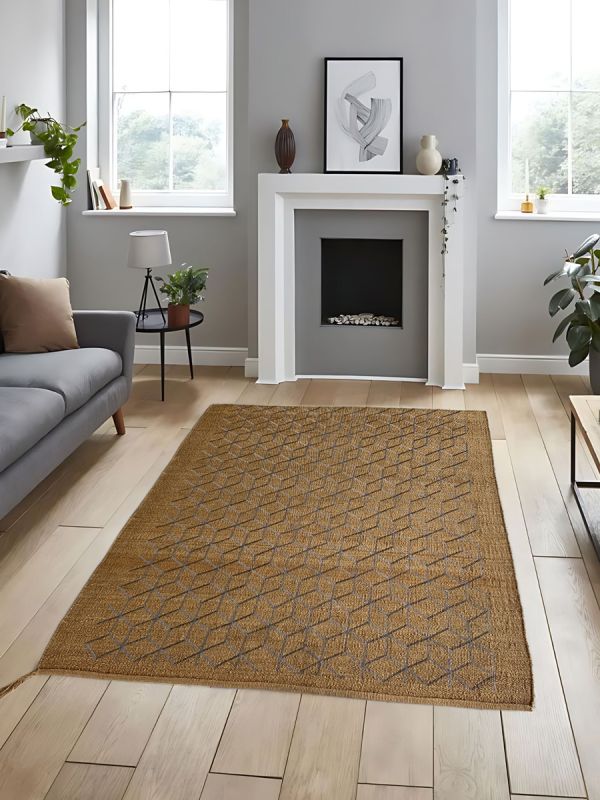 Carpetmantra Gold Jute Carpet 5.10ft X 6.10ft