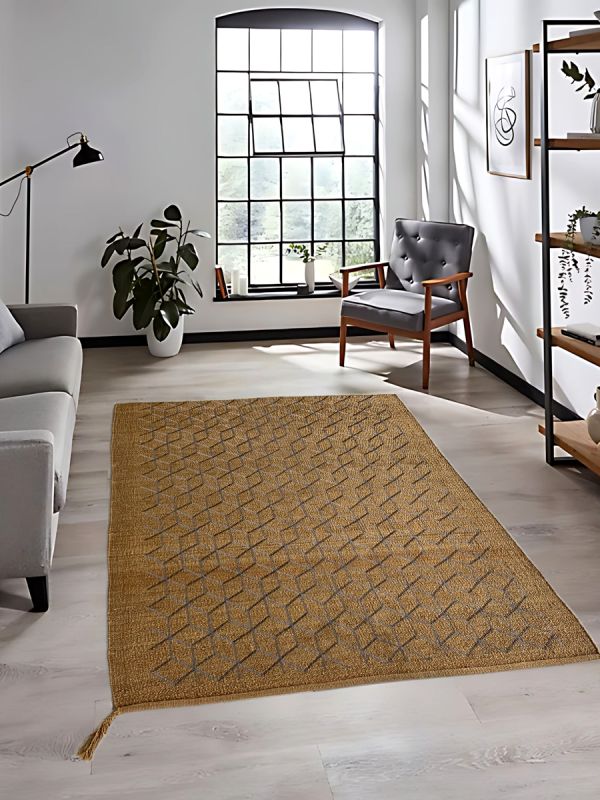 Carpetmantra Gold Jute Carpet 5.10ft X 6.10ft
