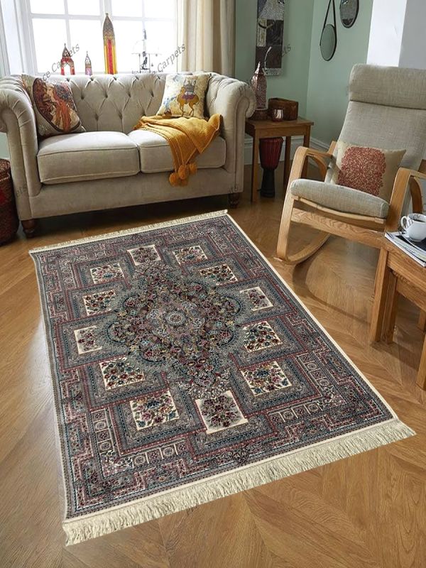 Carpetmantra Irani White Color Traditional Design High Quality Super Premium Silk Floral Carpet