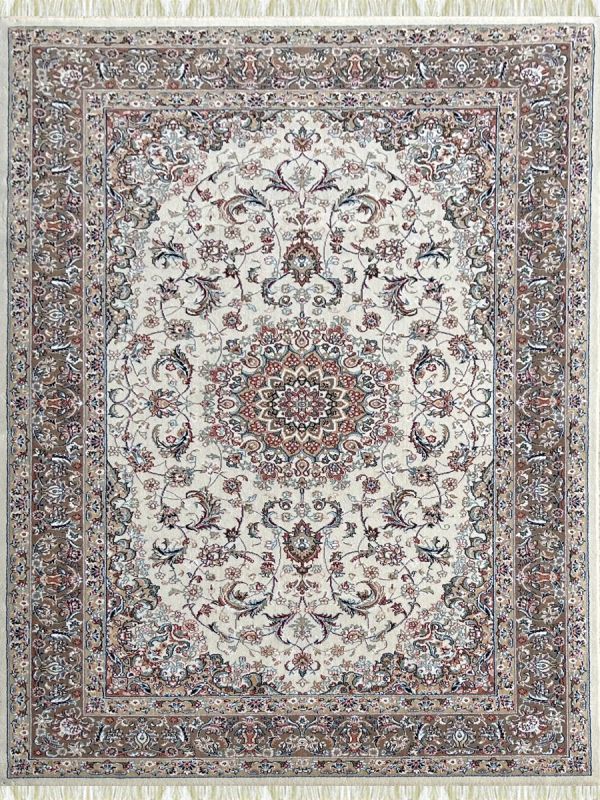 Carpetmantra Irani White Floral Carpet 3.3ft X 5.0ft