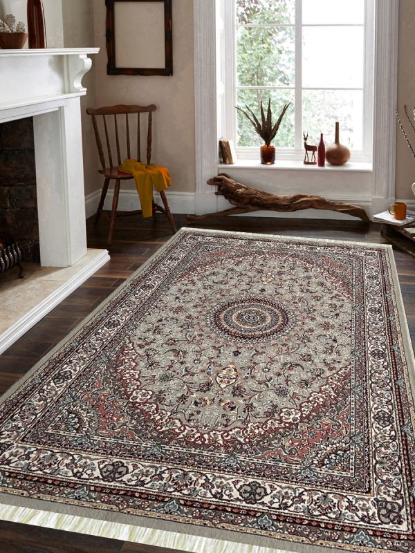 Carpetmantra Irani Grey Floral Carpet 3.3ft X 5.0ft