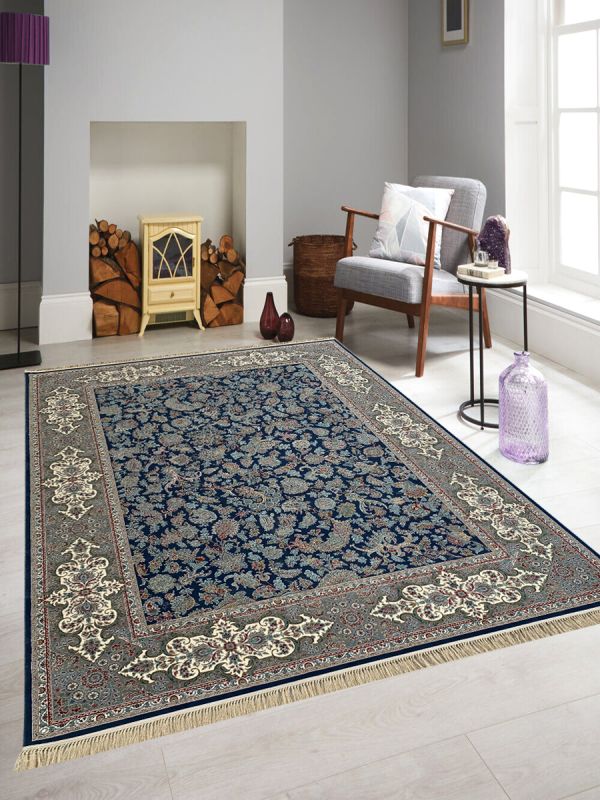 Carpetmanta Light Blue Color Ground Silver Color Border Traditional Design High Quality  Super Premium Silk Floral Irani Carpet 8.3ft X 11.5ft