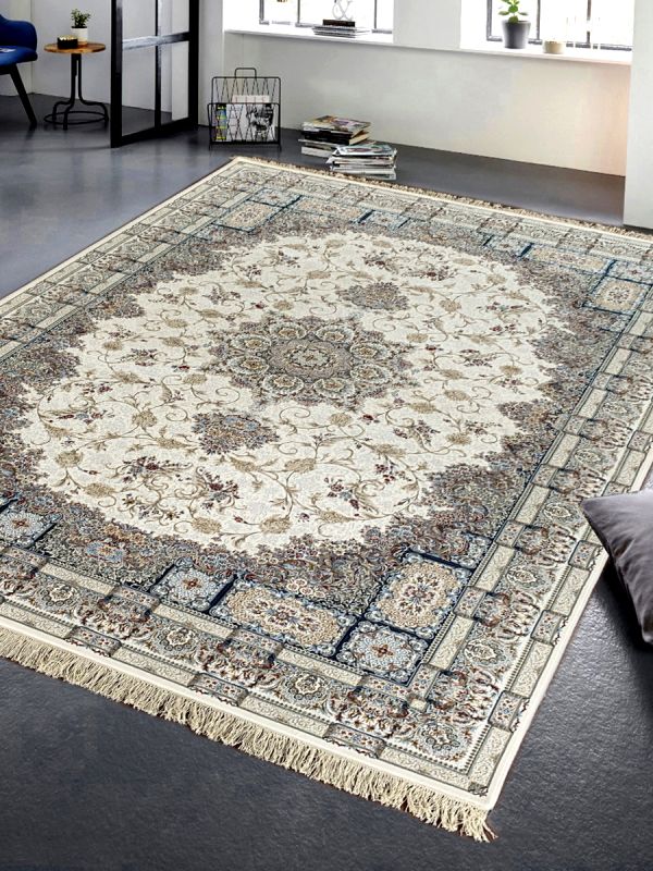 Carpetmantra White Color Floral Design High Quality Irani Carpet