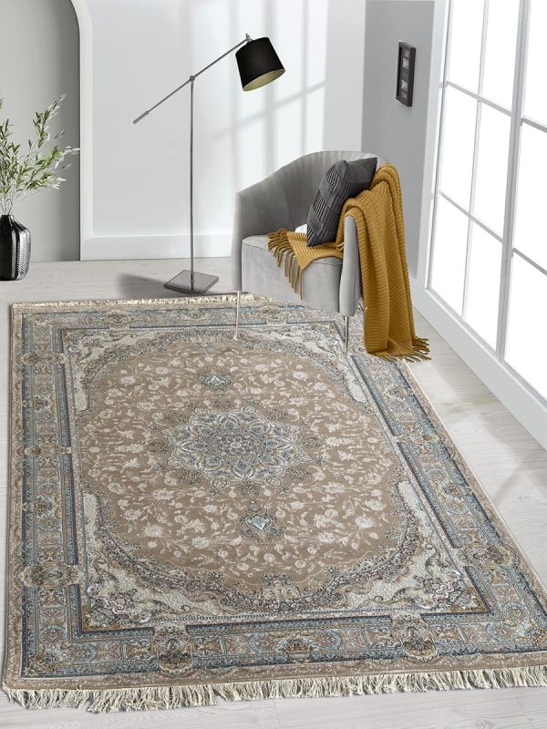 Carpetmantra Beige Color Floral Design High Quality Irani Carpet