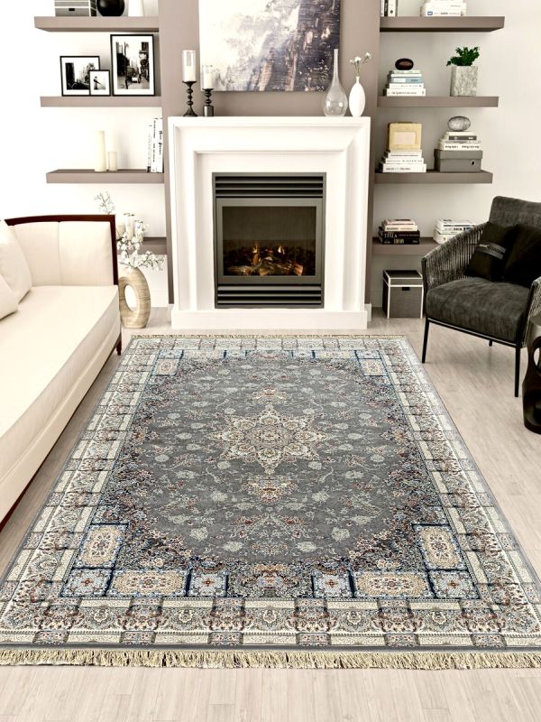 Carpetmantra Grey & White Color Floral Design High Quality Irani Carpet