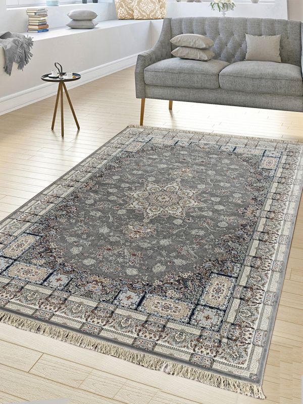 Carpetmantra Grey & White Color Floral Design High Quality Irani Carpet