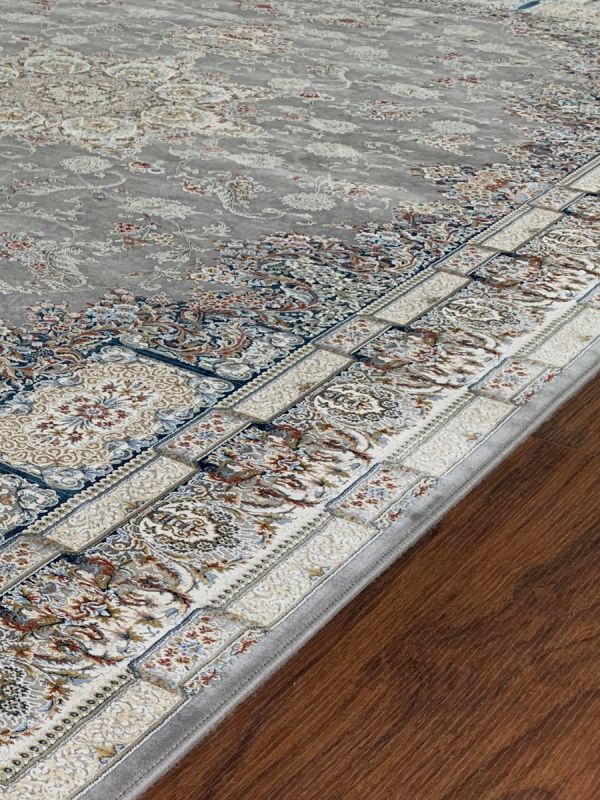 Carpetmantra Grey & White Color Floral Design High Quality Irani Carpet