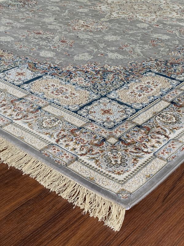 Carpetmantra Grey & White Color Floral Design High Quality Irani Carpet