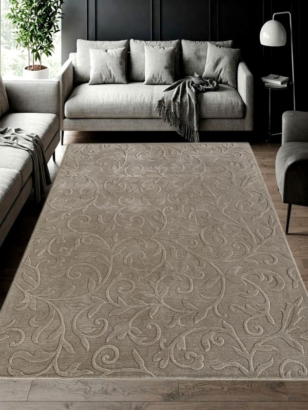 Carpetmantra Beige wool Viscose Carpet 5.7 x 7.10