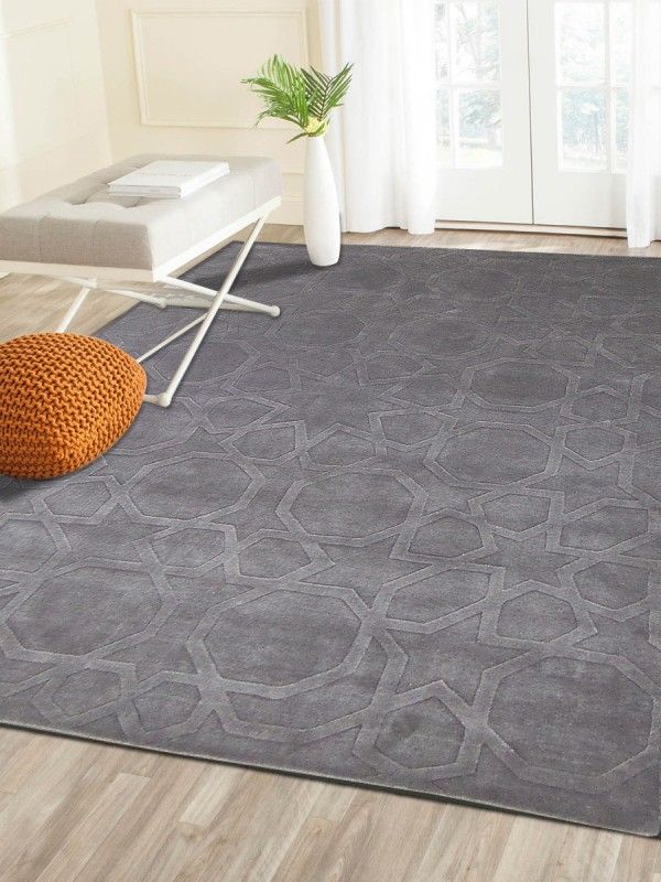 Carpetmantra Silver Grey VISCOSE Carpet 5.7 X 7.10