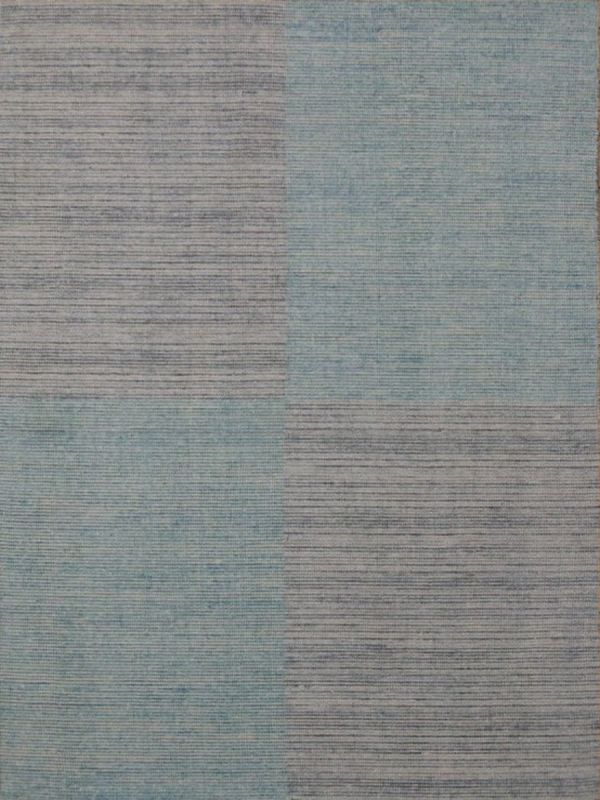 Carpetmantra Turquoise silver bamboo silk Carpet 4.6ft X 6.6ft 