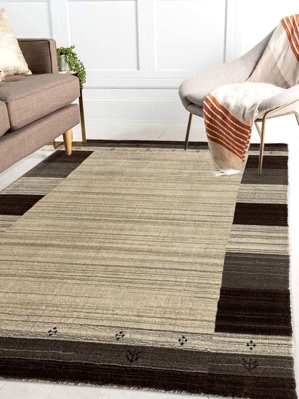 Carpetmantra Beige & Chocolate Plain Carpet 4.0ft X 5.10ft