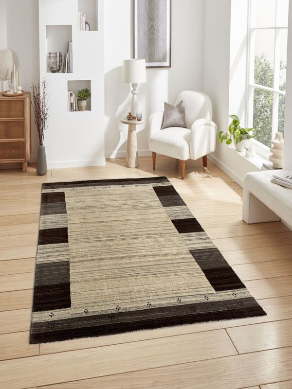Carpetmantra Beige & Chocolate Plain Carpet 4.0ft X 5.10ft