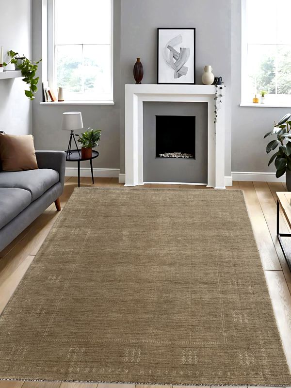 Carpetmantra Beige Plain Carpet 4.9ft X 6.6ft