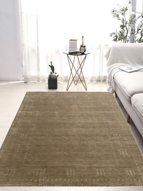 Carpetmantra Beige Plain Carpet 4.9ft X 6.6ft