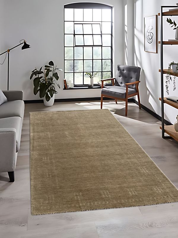 Carpetmantra Beige Plain Carpet 4.9ft X 6.6ft