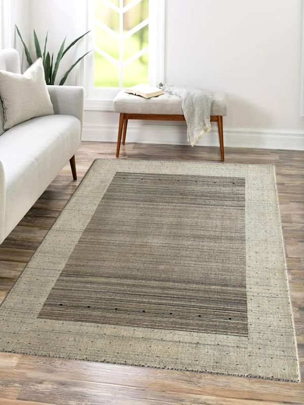 Carpetmantra Grey Beige Plain Carpet 4.9ft X 6.6ft