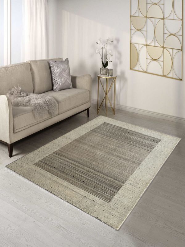 Carpetmantra Grey Beige Plain Carpet 4.9ft X 6.6ft