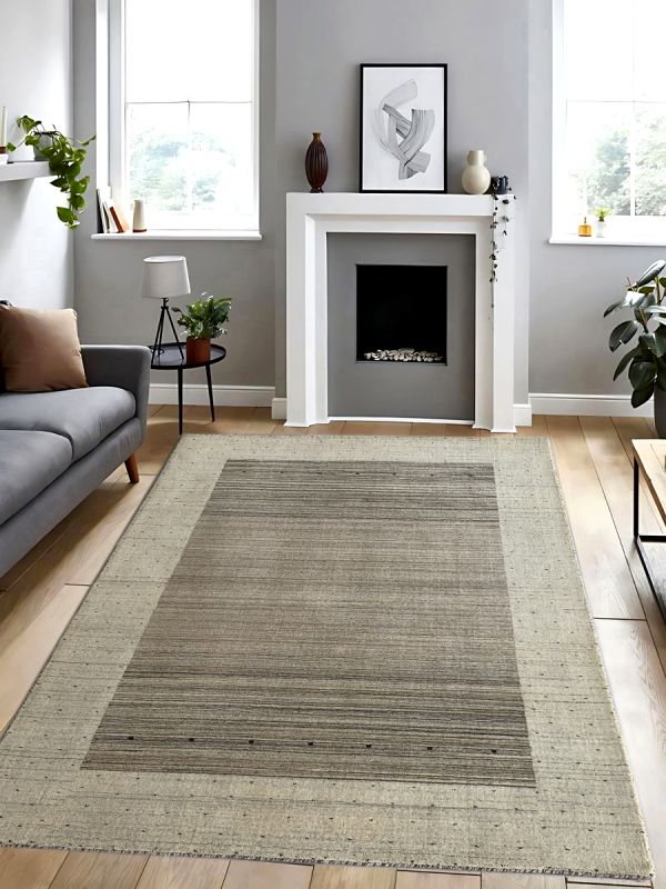 Carpetmantra Grey Beige Plain Carpet 4.9ft X 6.6ft