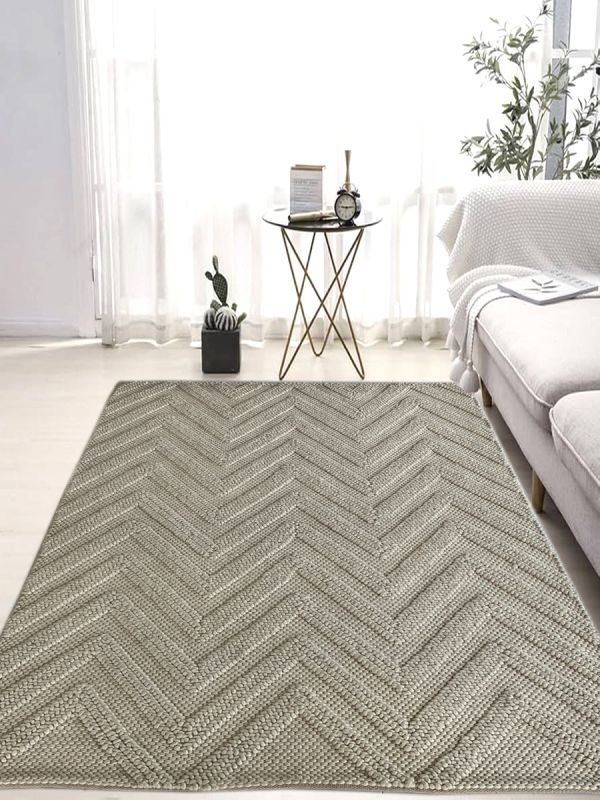 Carpetmantra Hand Woven Off White Carpet 5.0ft X 8.0ft