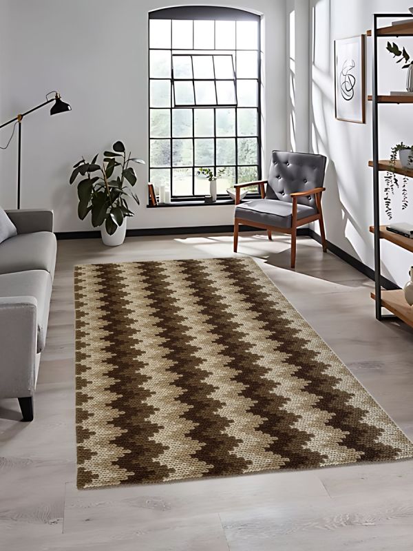 Carpetmantra Hand Woven Brown Carpet 5.7ft X 7.10ft