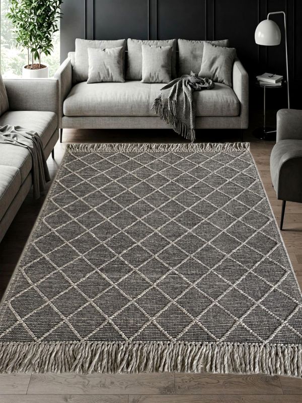 Carpetmantra Hand Woven Grey Carpet 5.0ft X 7.0ft