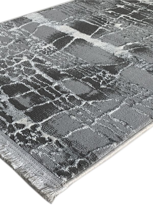 Carpetmantra Grey Color Abstract Design Runner Carpet 2ft X 5ft 