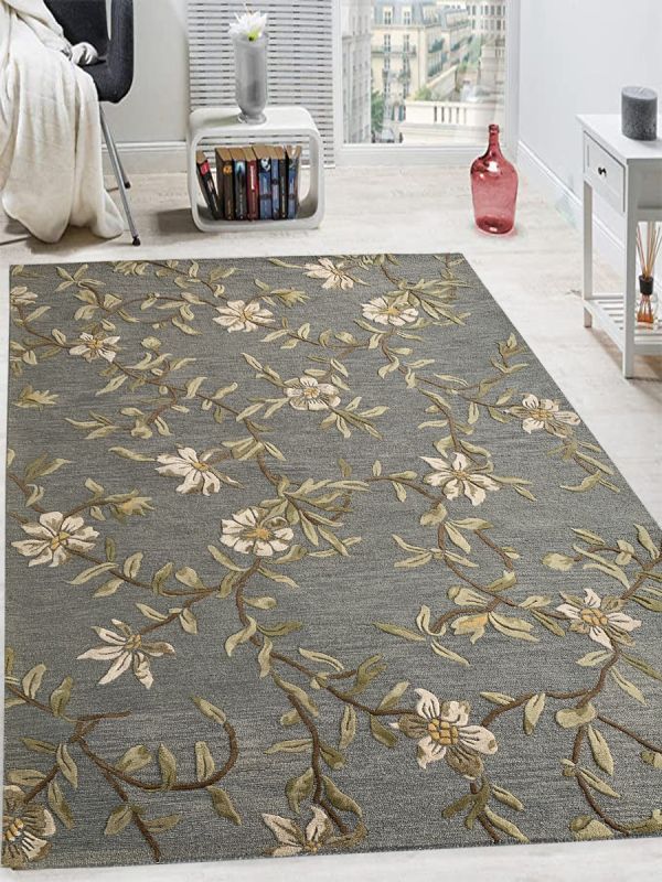 Carpet Mantra Grey Floral Carpet 8.6ft X11.6ft 