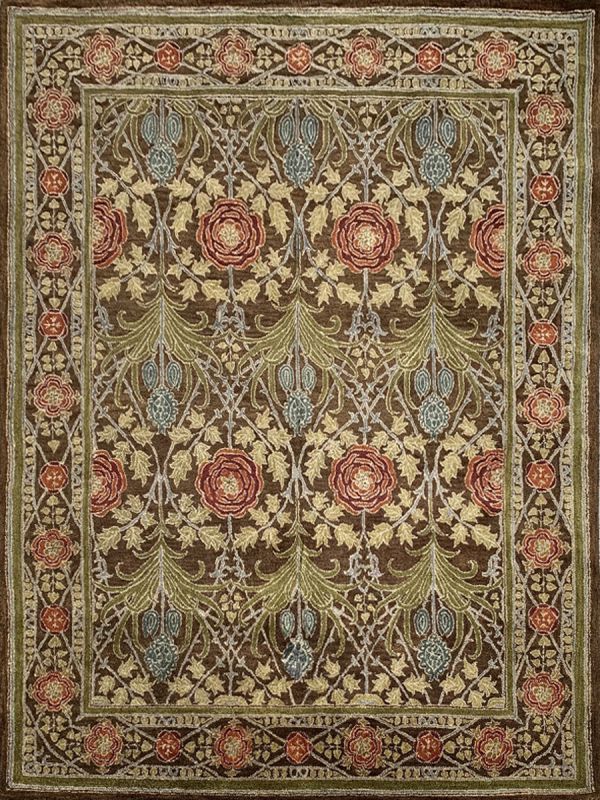Carpetmantra Brown Multi Floral Carpet 7.8ft X 9.7ft 