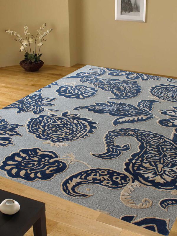Carpetmantra Blue Floral Carpet 6ft X 9ft