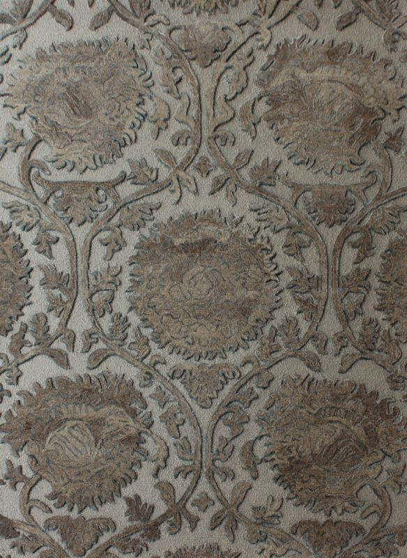 Carpetmantra Beige Floral Carpet 5.2ft X 7.3ft