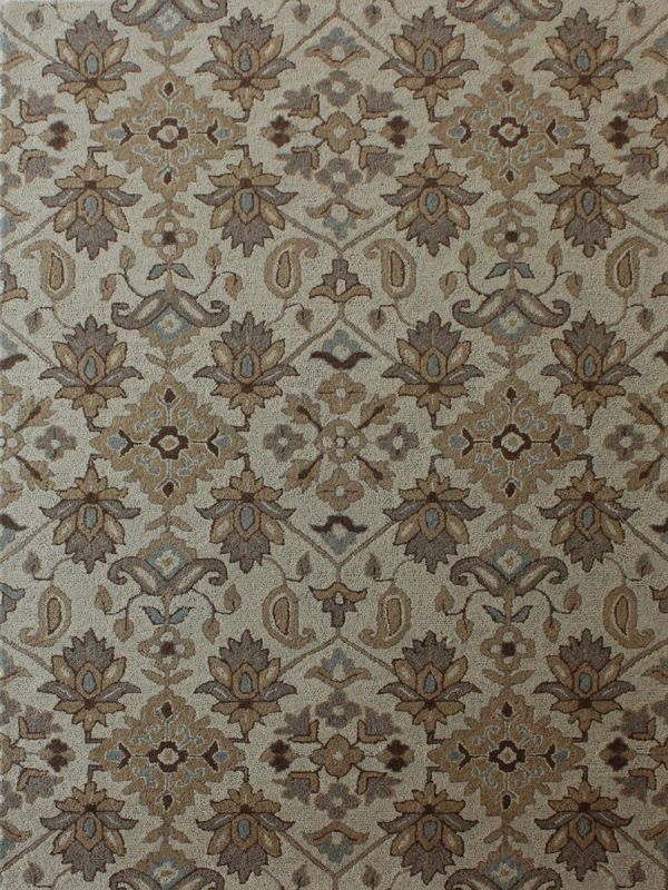 Carpetmantra Beige Floral Carpet 5ft X 8ft