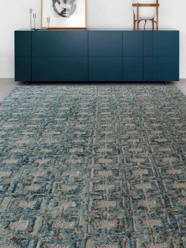 Carpetmantra Turquoise Modern Carpet 5ft x 7ft 