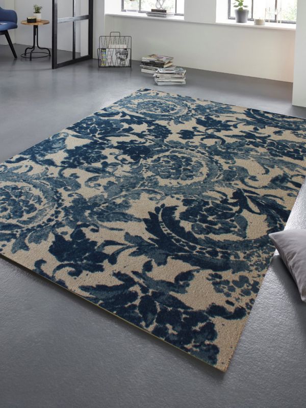 Carpetmantra Blue Floral Carpet 5ft x 8ft 