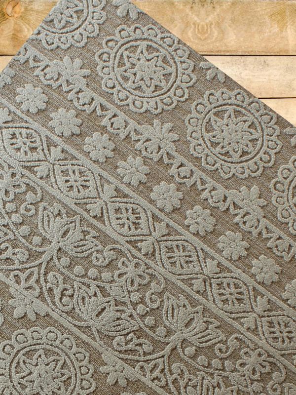 Carpetmantra Beige Floral Carpet 5ft X 8ft  