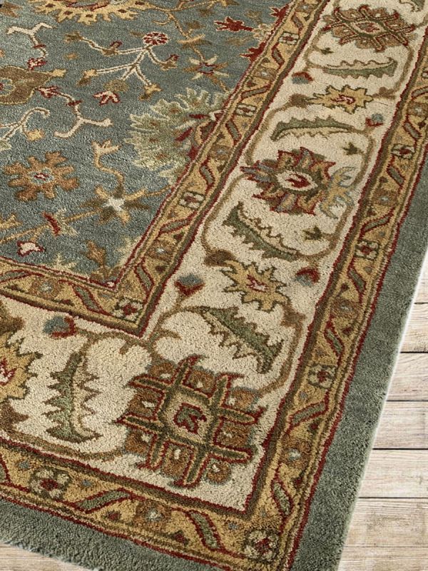Carpetmantra Green Floral Carpet 7.8ft X 9.8ft 