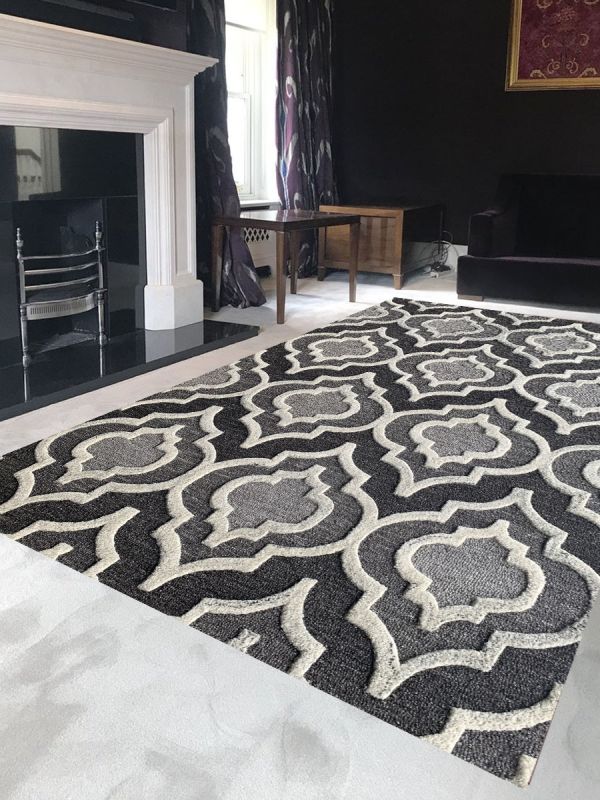 Carpetmantra Grey Trellis Carpet 4.0ft X 6.0ft