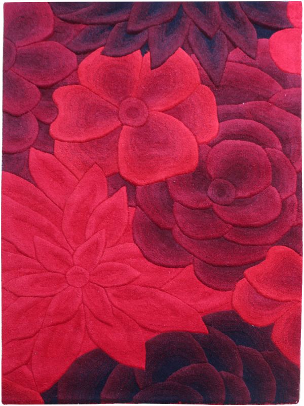 Carpetmantra Red floral Carpet 4.0ft X 5.6ft