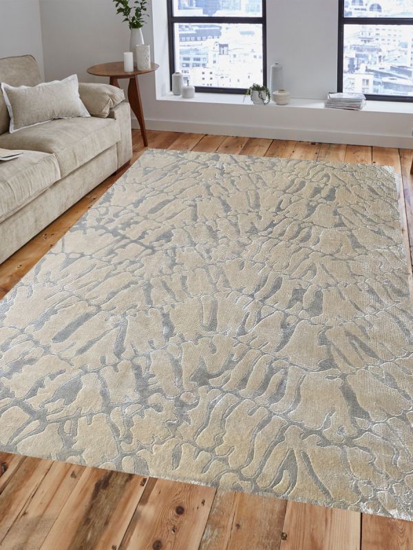 Carpetmantra Beige Abstract Carpet 4.6ft X 6.6ft