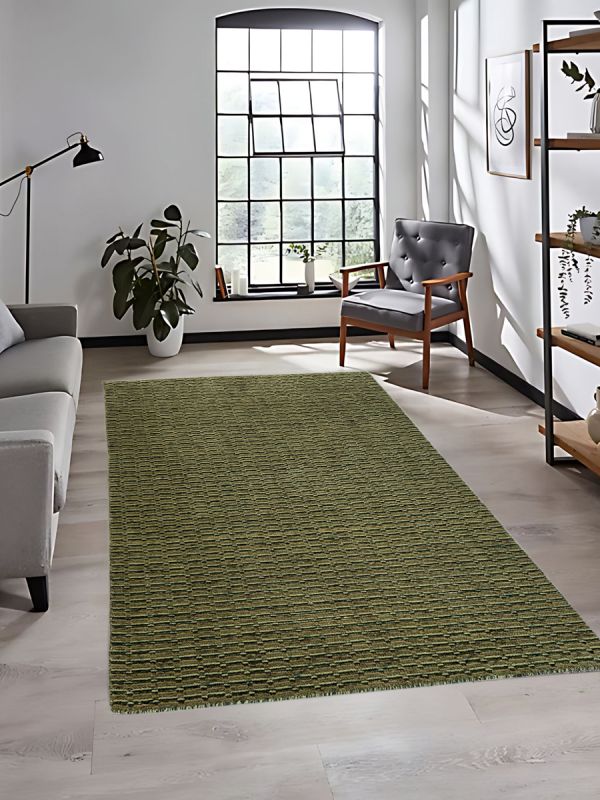 Carpetmantra Plain Green Carpet 4.6ft X 6.6ft