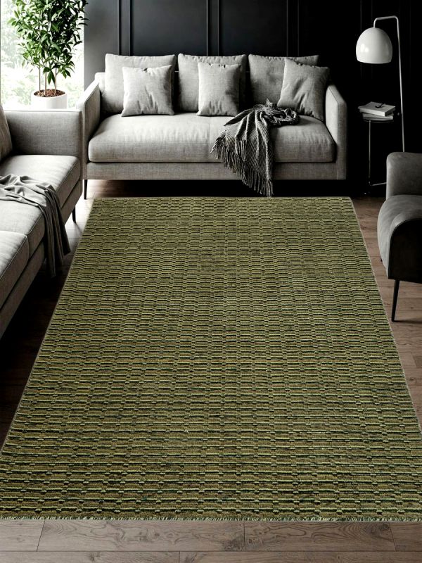 Carpetmantra Plain Green Carpet 4.6ft X 6.6ft