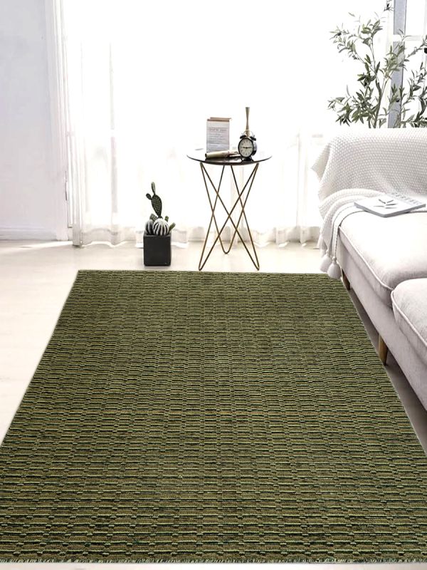 Carpetmantra Plain Green Carpet 4.6ft X 6.6ft