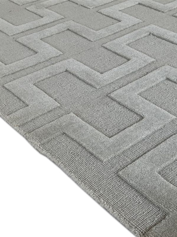 Carpetmantra White Modern Carpet 4.9ft x 6.11ft