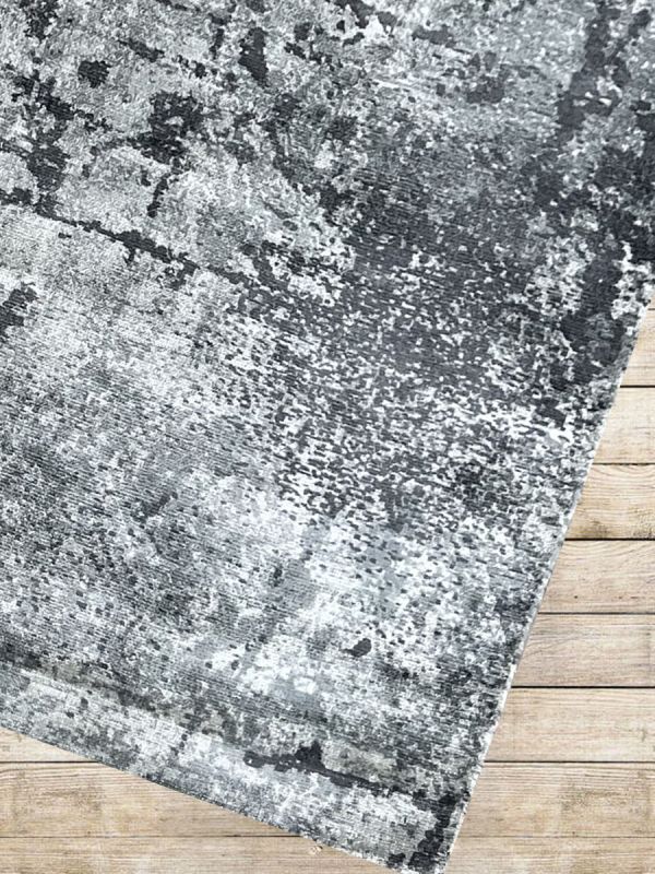 Carpetmantra Grey Abstract 100% Banana Silk  Carpet 8.0ft X 10.0ft